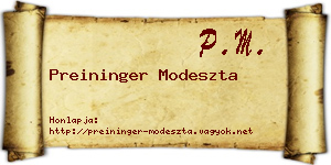 Preininger Modeszta névjegykártya